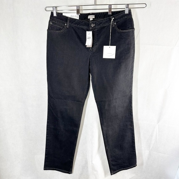 J. Jill Authentic Fit Slim Leg Stretch Mid Rise Black Wash Jeans Size 14 - Picture 2 of 9